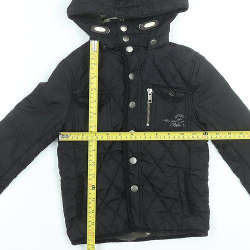 River Island Boys Black Quilted Hooded Jacket 4 Years Polyester Lined