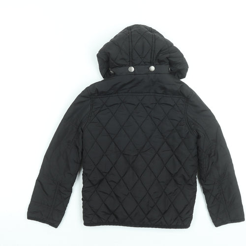 River Island Boys Black Quilted Hooded Jacket 4 Years Polyester Lined
