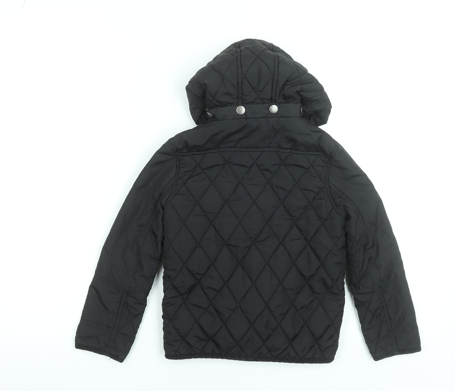 River Island Boys Black Quilted Hooded Jacket 4 Years Polyester Lined