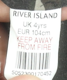 River Island Boys Black Quilted Hooded Jacket 4 Years Polyester Lined