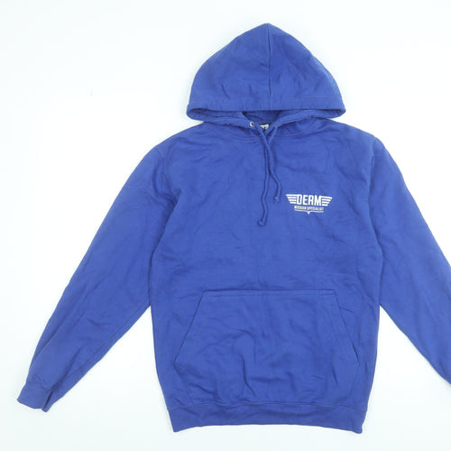 Just Hoods AWDis Blue Men’s Pullover Hoodie Size S Graphic Print