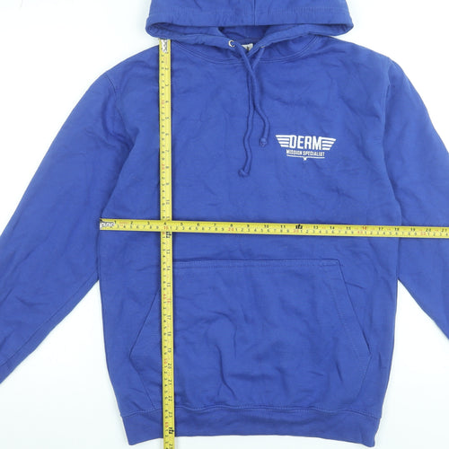 Just Hoods AWDis Blue Men’s Pullover Hoodie Size S Graphic Print