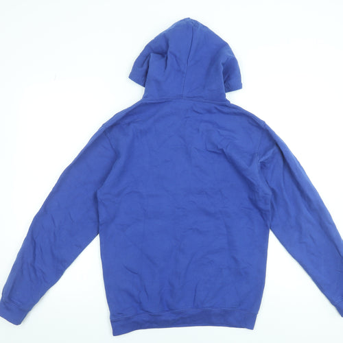 Just Hoods AWDis Blue Men’s Pullover Hoodie Size S Graphic Print