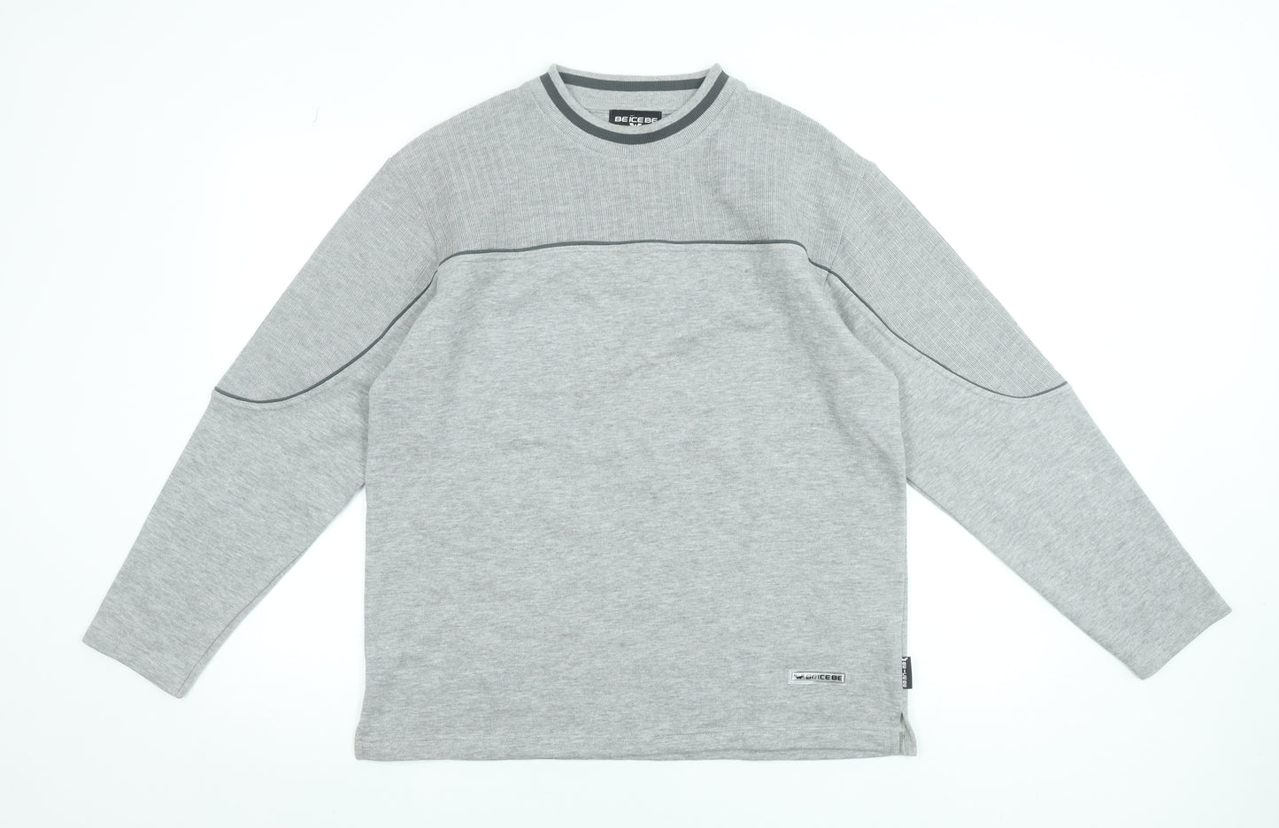 BE ICE BE Paris Mens Grey Medium Pullover Sweatshirt Long Sleeve