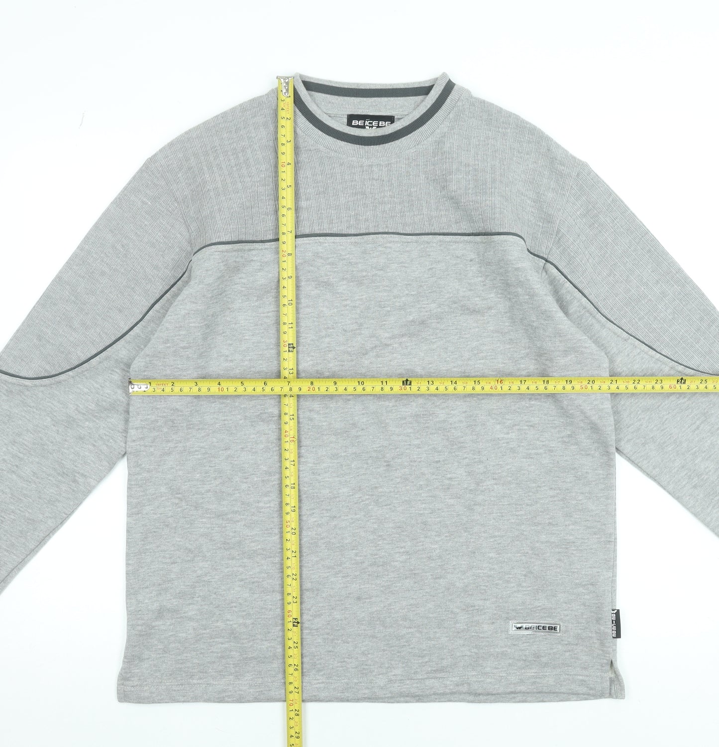BE ICE BE Paris Mens Grey Medium Pullover Sweatshirt Long Sleeve