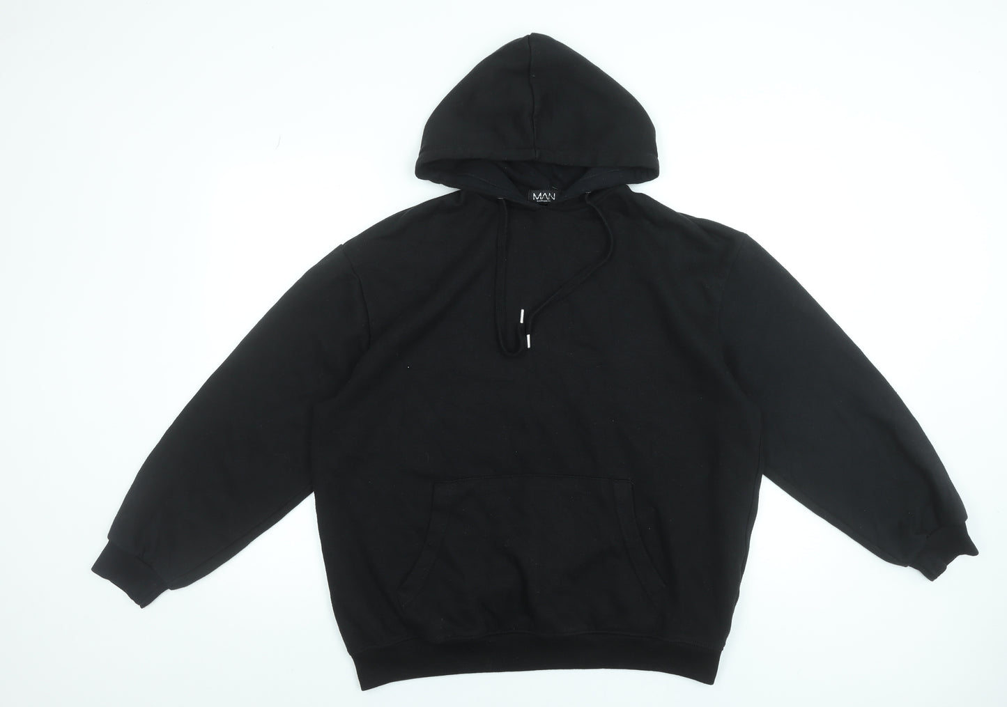 BoohooMAN Men's Black Pullover Hoodie XS Cotton Blend Casual