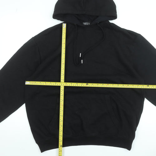 BoohooMAN Men's Black Pullover Hoodie XS Cotton Blend Casual