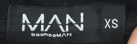 BoohooMAN Men's Black Pullover Hoodie XS Cotton Blend Casual