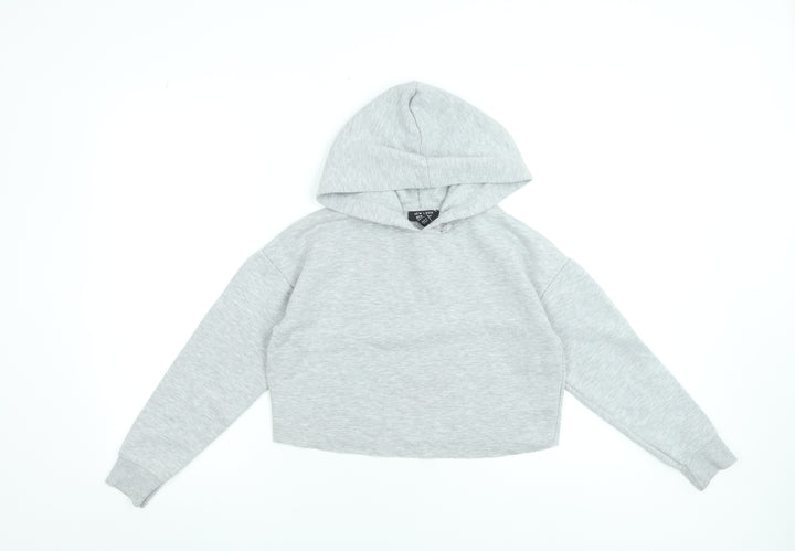 New Look Girls Grey Hoodie 10-11 Years Pullover Long Sleeve Casual