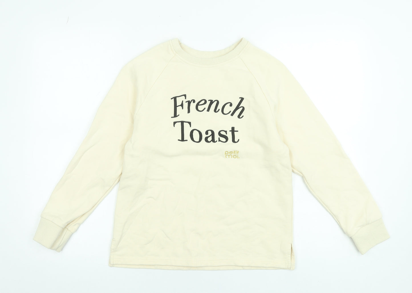 Petit Moi Womens Beige French Toast Graphic Sweatshirt XS