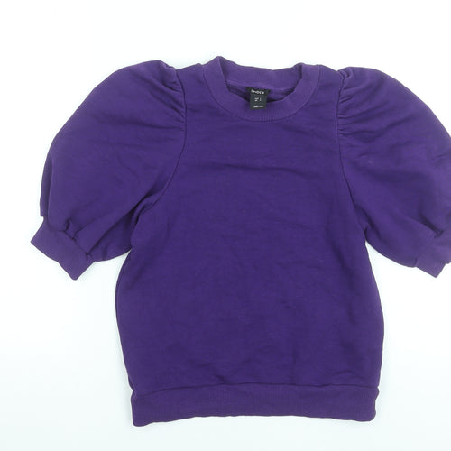 Lindex Women's Purple Puff Sleeve Sweatshirt Size S