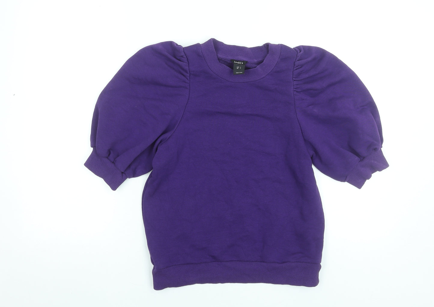 Lindex Women's Purple Puff Sleeve Sweatshirt Size S
