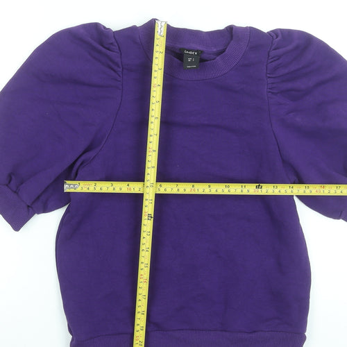 Lindex Women's Purple Puff Sleeve Sweatshirt Size S