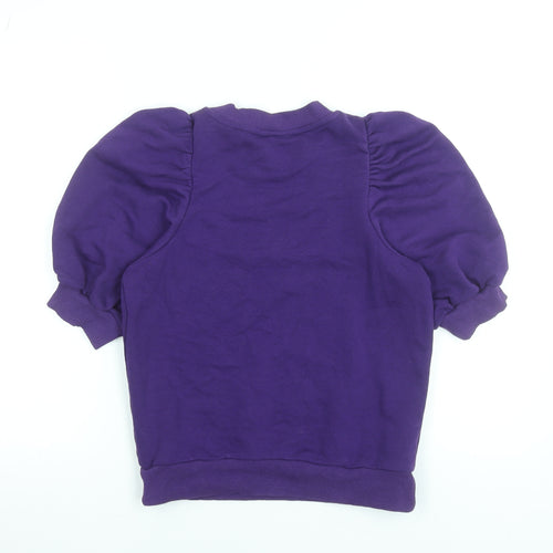 Lindex Women's Purple Puff Sleeve Sweatshirt Size S