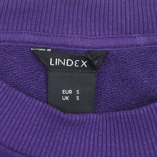 Lindex Women's Purple Puff Sleeve Sweatshirt Size S