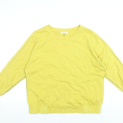 White Stuff Women's Yellow Cotton Pullover Sweatshirt UK 8