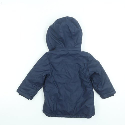 Mini Rainbow Boys Blue Hooded Puffer Jacket 18-24 Months Waterproof Lined
