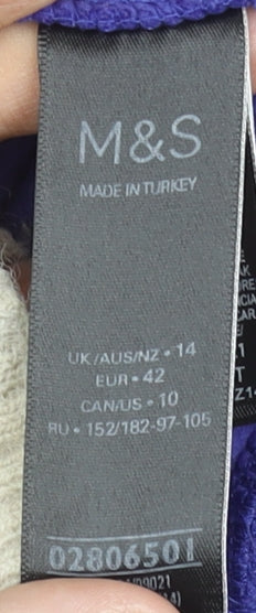 Marks and Spencer Women Purple 1/2 Zip Fleece Sweatshirt Size 14