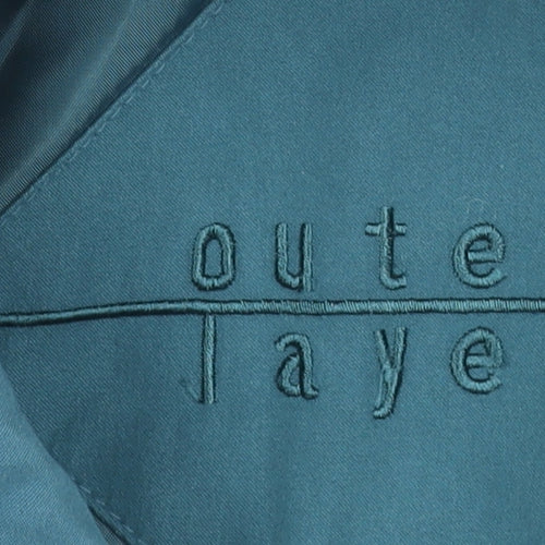 Outer Layer Womens Blue Long Parka Coat M Lined Zip Button Polyester
