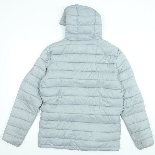 SoulCal & Co Men's Grey Small Puffer Jacket Hooded Lightweight Nylon