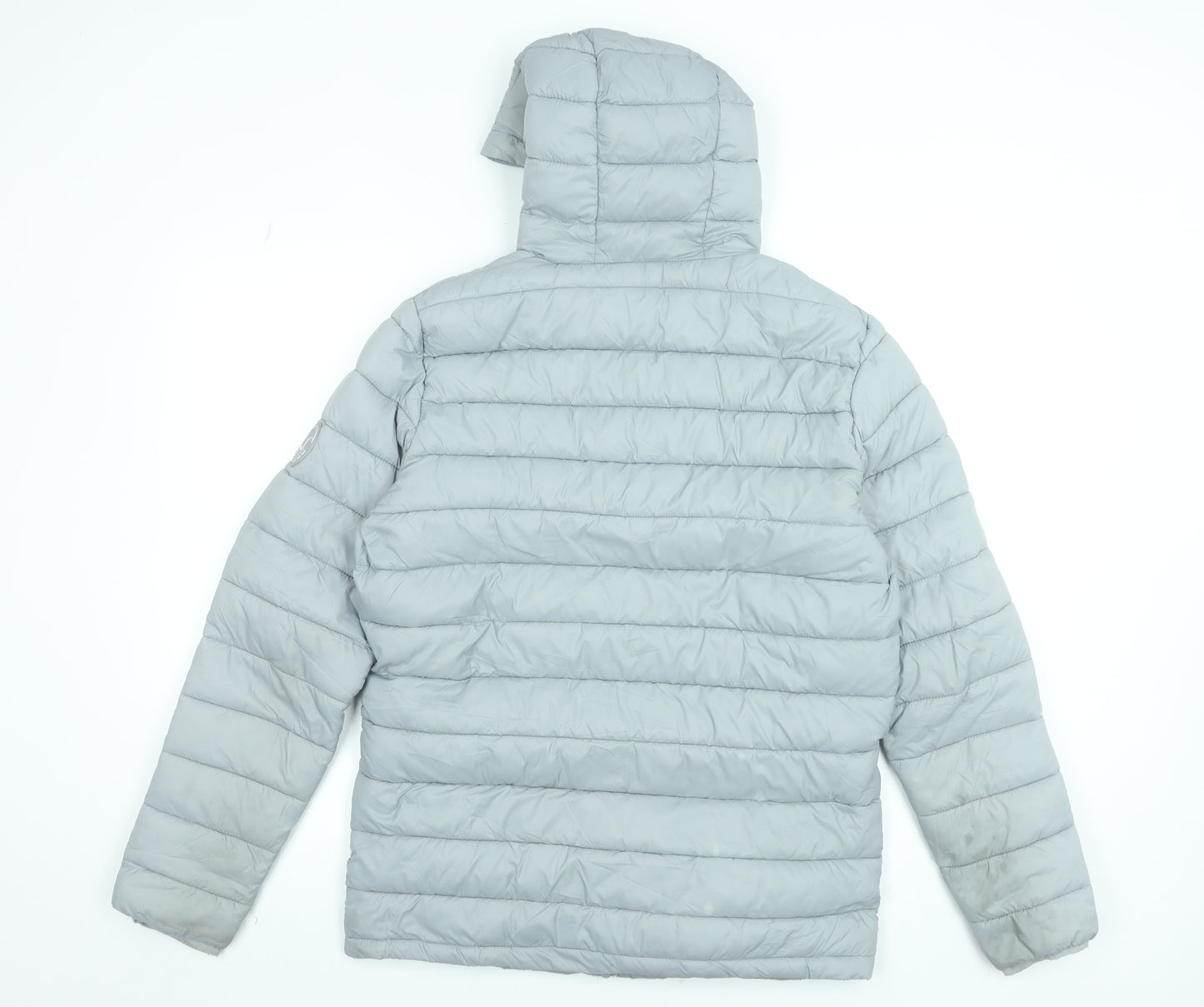 SoulCal & Co Men's Grey Small Puffer Jacket Hooded Lightweight Nylon