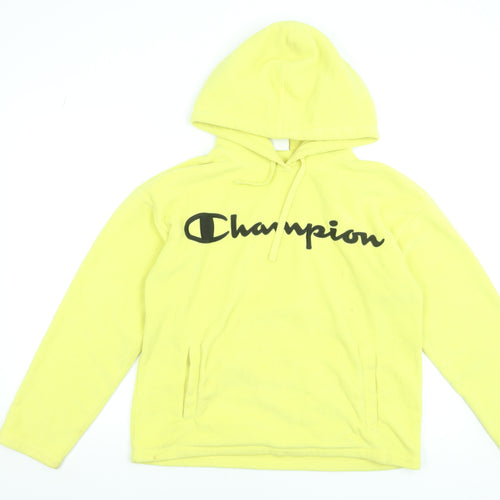 Champion Men's Yellow Fleece Pullover Hoodie Medium