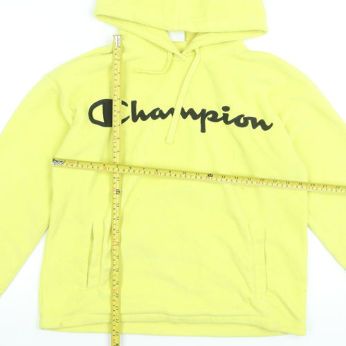 Champion Men's Yellow Fleece Pullover Hoodie Medium