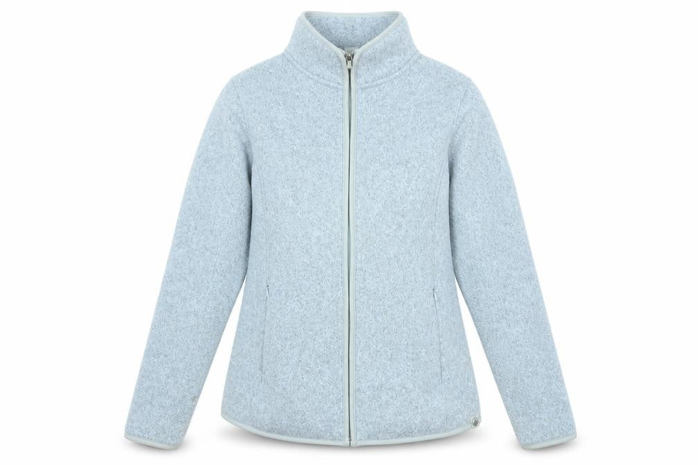 Front view of Peter Storm women’s grey fleece full zip jacket, size UK 8