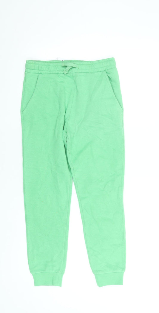 Marks and Spencer Boys Green Jogger Trousers 9-10 Years Cotton Blend