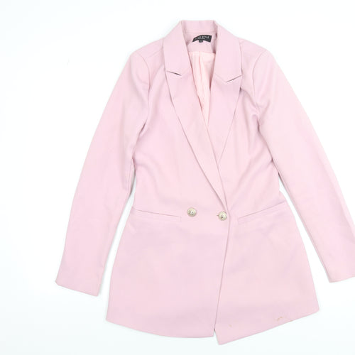 In The Style Women Pink Size 6 Blazer Dress Long Sleeve Button