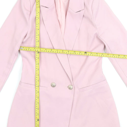 In The Style Women Pink Size 6 Blazer Dress Long Sleeve Button
