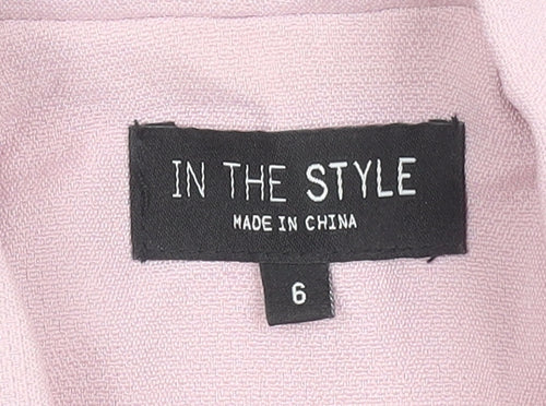 In The Style Women Pink Size 6 Blazer Dress Long Sleeve Button