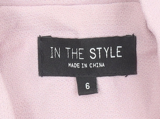 In The Style Women Pink Size 6 Blazer Dress Long Sleeve Button