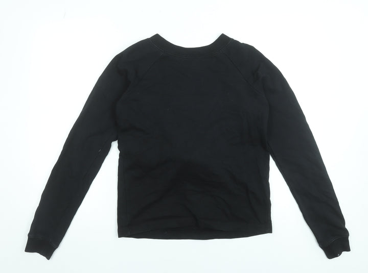 AllSaints Women's Black XS Tie Front Cotton Sweatshirt