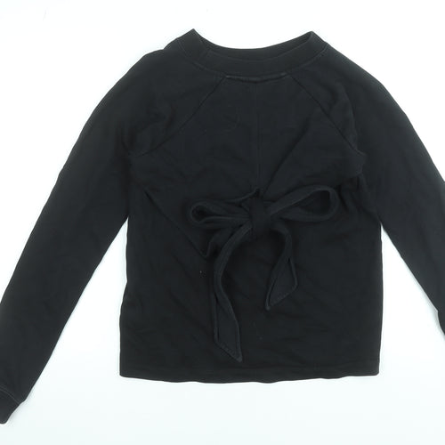 AllSaints Women's Black XS Tie Front Cotton Sweatshirt