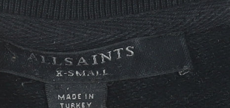 AllSaints Women's Black XS Tie Front Cotton Sweatshirt