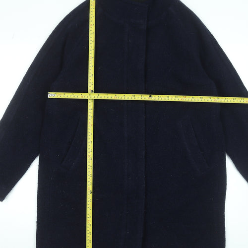 Rohan Womens Black Wool Long Overcoat Size 14 Lined Classic Style