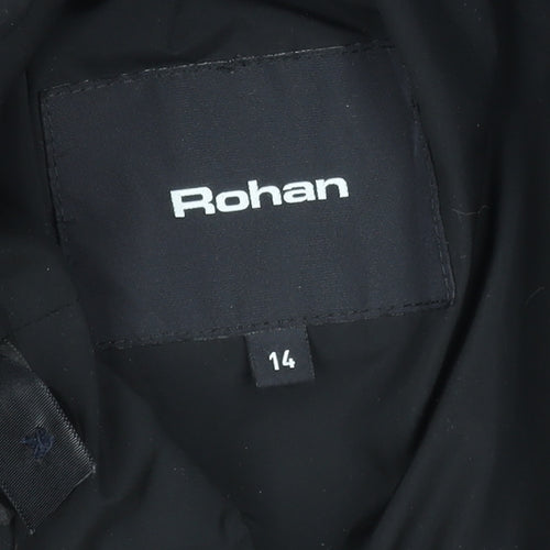 Rohan Womens Black Wool Long Overcoat Size 14 Lined Classic Style
