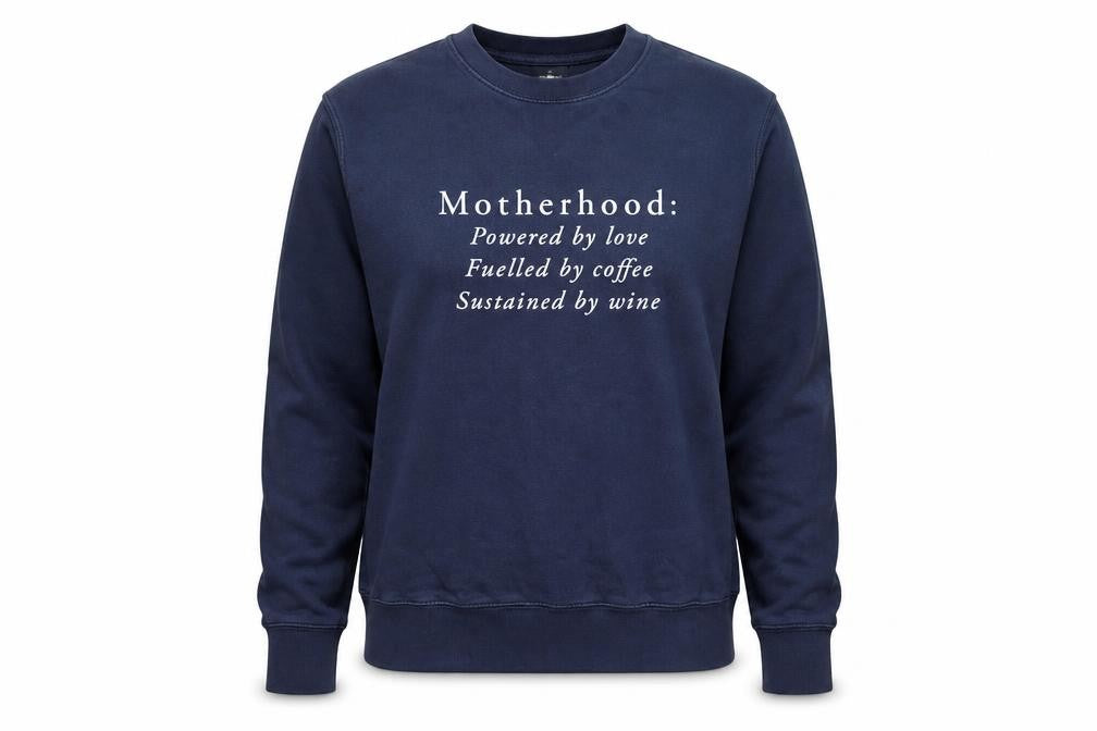 Ellie Ellie Women's Navy Blue Medium Pullover Sweatshirt 'Motherhood' Graphic