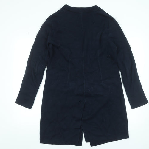 Caroll Women Blue Long Cotton Coatigan Size 12 Single-Breasted