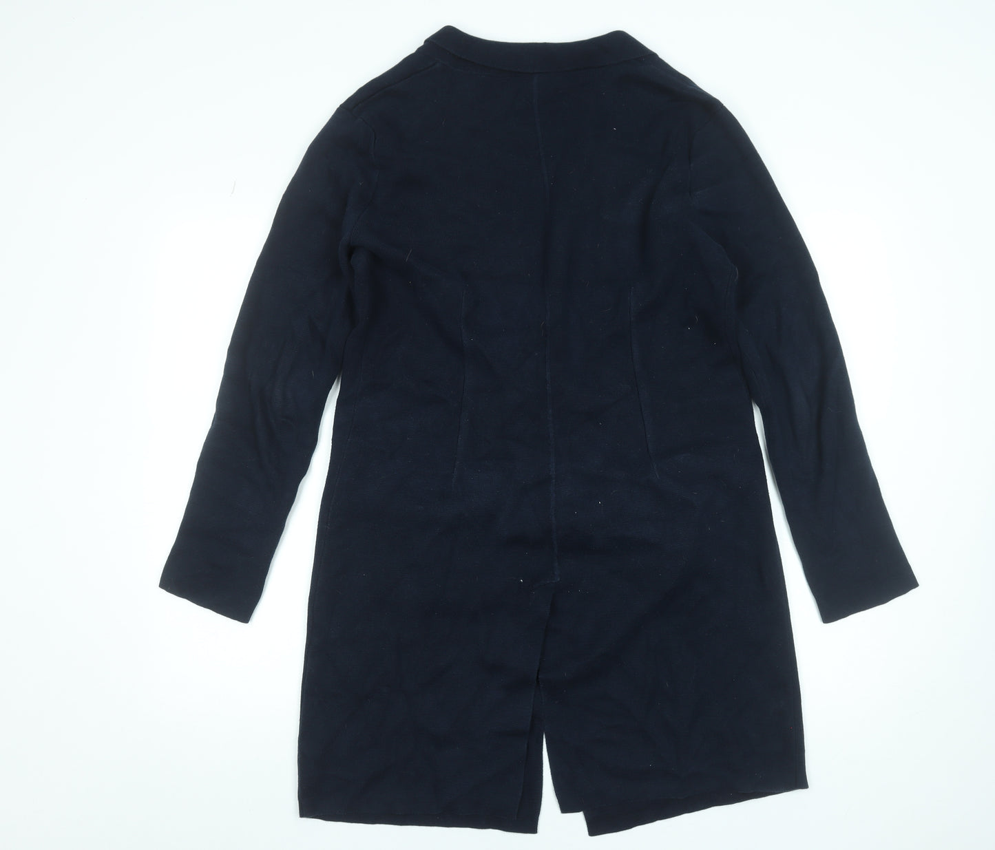 Caroll Women Blue Long Cotton Coatigan Size 12 Single-Breasted