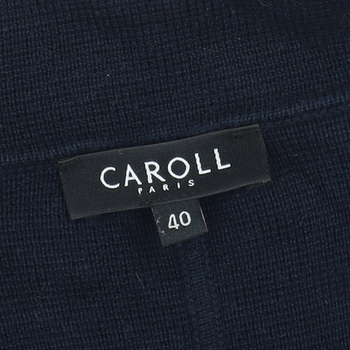 Caroll Women Blue Long Cotton Coatigan Size 12 Single-Breasted