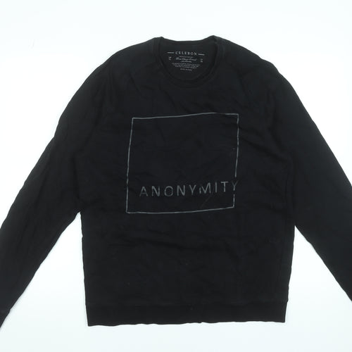 Celebon Men's Black XL Crew Neck Graphic Sweatshirt
