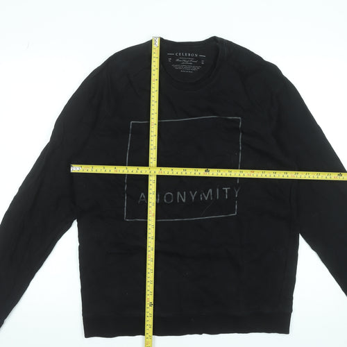 Celebon Men's Black XL Crew Neck Graphic Sweatshirt