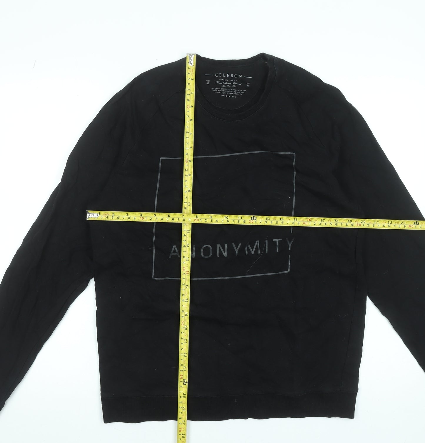 Celebon Men's Black XL Crew Neck Graphic Sweatshirt