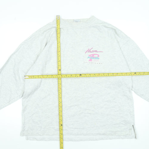 US Basic Womens Grey XL Retro Nautical Long Sleeve T-Shirt