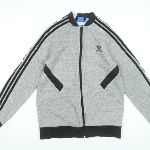 Adidas Teens Grey Full Zip Sweatshirt XL Sports Logo Jacket