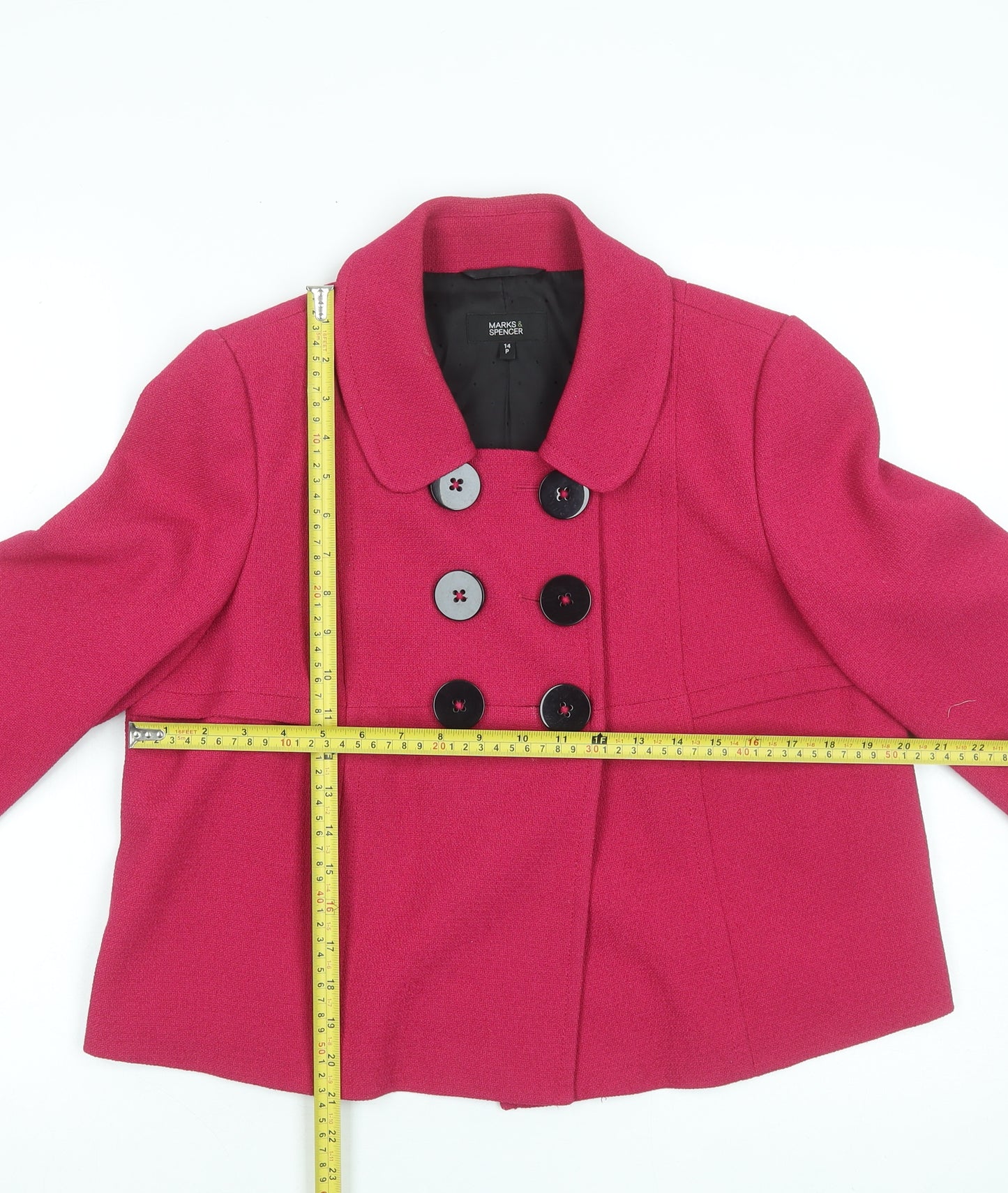 Marks and Spencer Women’s Pink Petite Double Breasted Short Jacket UK 14