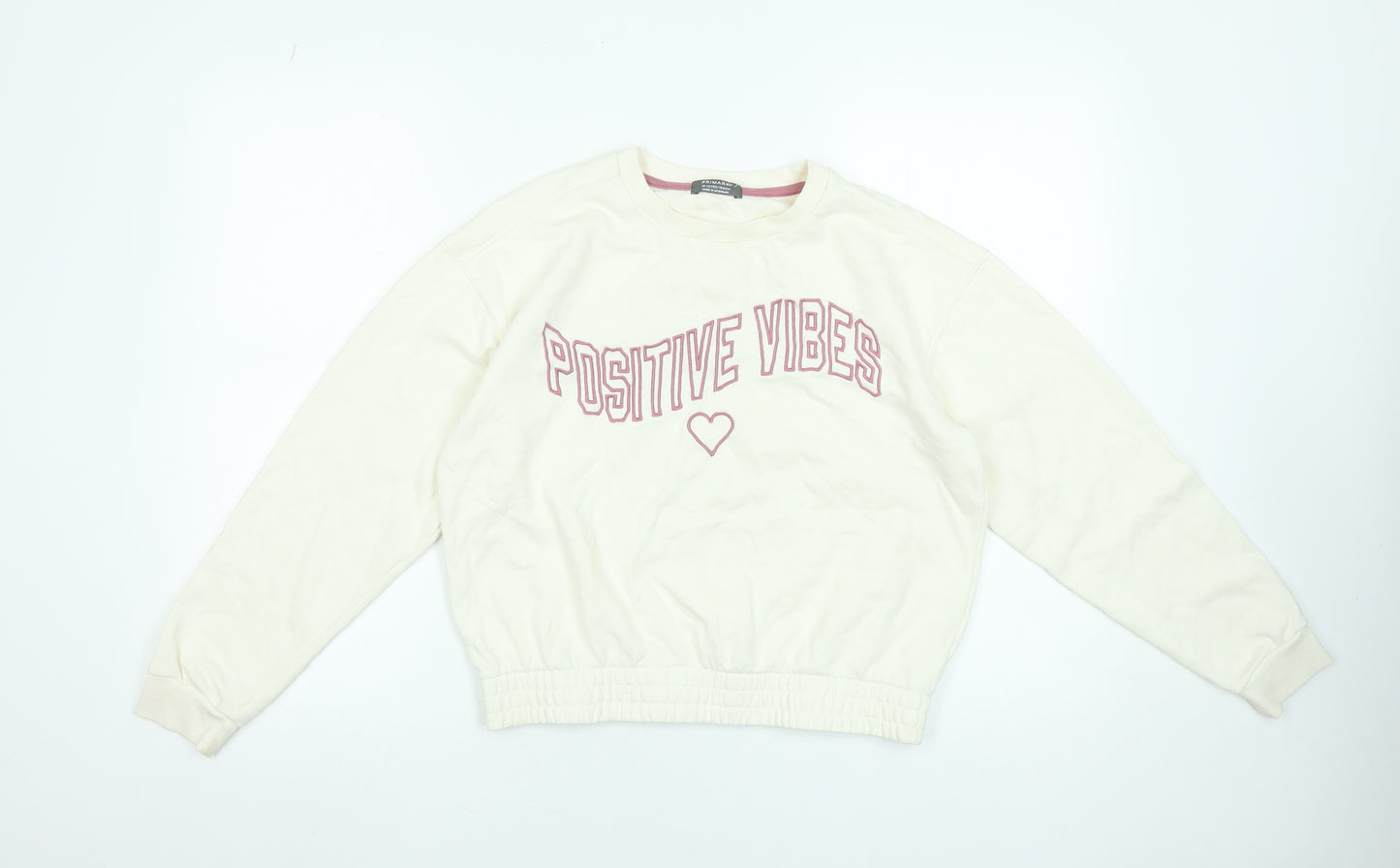 Primark Girls Ivory Positive Vibes Crew Neck Sweatshirt 12-13 Years