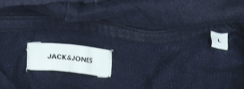 Jack & Jones Men's Blue Pullover Hoodie Size L Cotton Casual Sweatshirt
